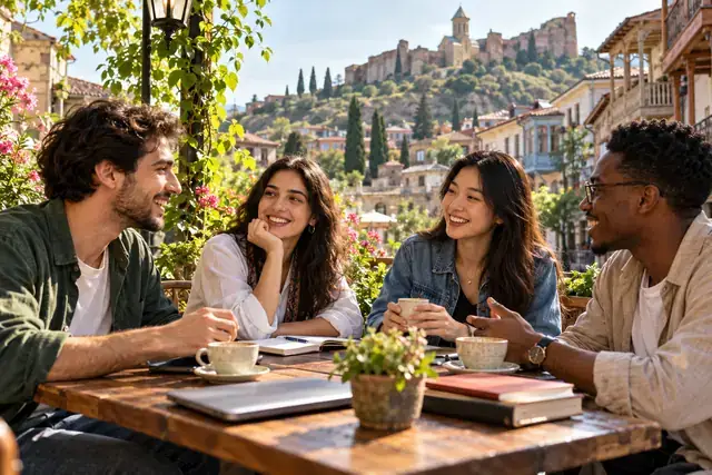 Students at a café in Tbilisi